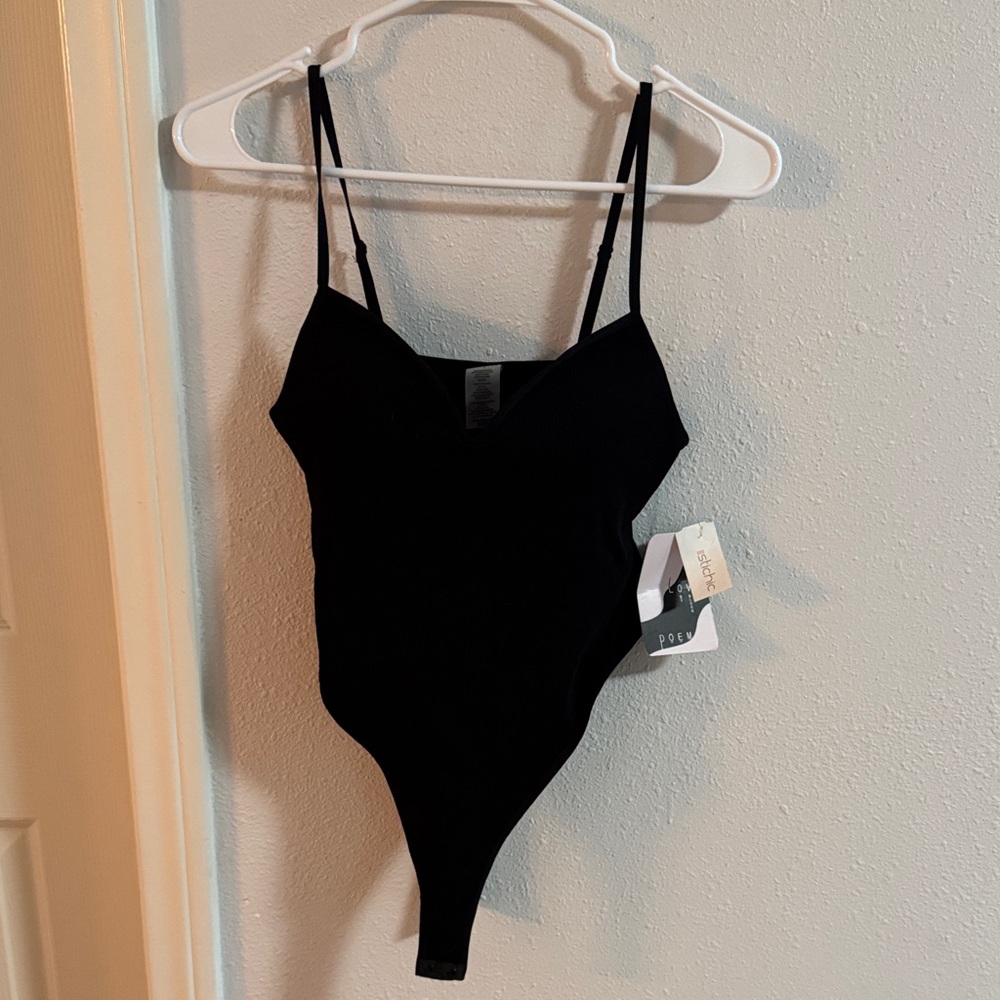 Black Spaghetti Strap Bodysuit with padded bra